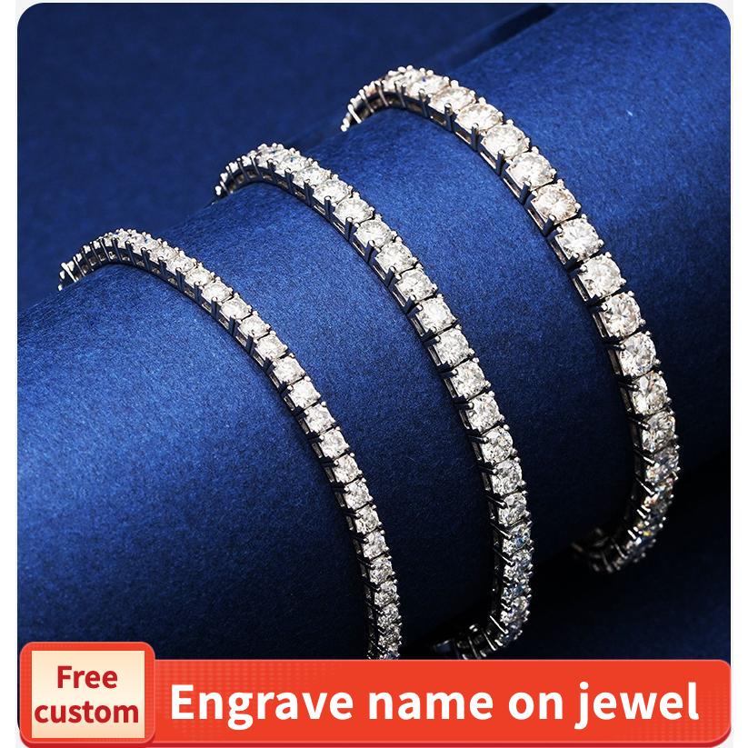 NO.225 S925 Sterling Silver Synthetic Moissanite Tennis Bracelet