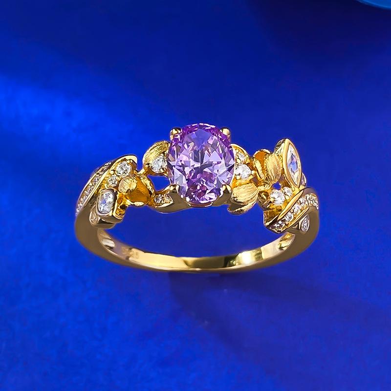 NO.063 S925 Silver Bauhinia Fairy Ring 6 * 8mm 6A Cubic Zirconia Ring fashion jewelry accessory woman girl promise ring Springtok