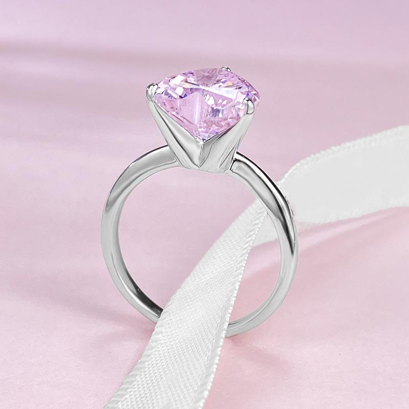 NO.084 S925 Sterling Silver Heart Cut Heart-Shaped Ring 10*10 6A Cubic Zirconia Ring 4 Carat fashion jewelry accessory woman girl promise ring Springtok
