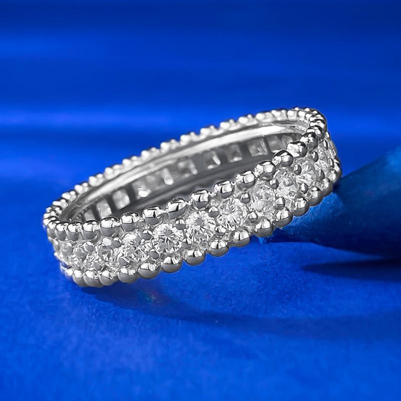 NO.097 S925 Sterling Silver Single Row Starry Ring 6A Cubic Zirconia Ring Daily Wear fashion jewelry accessory woman girl promise ring Springtok