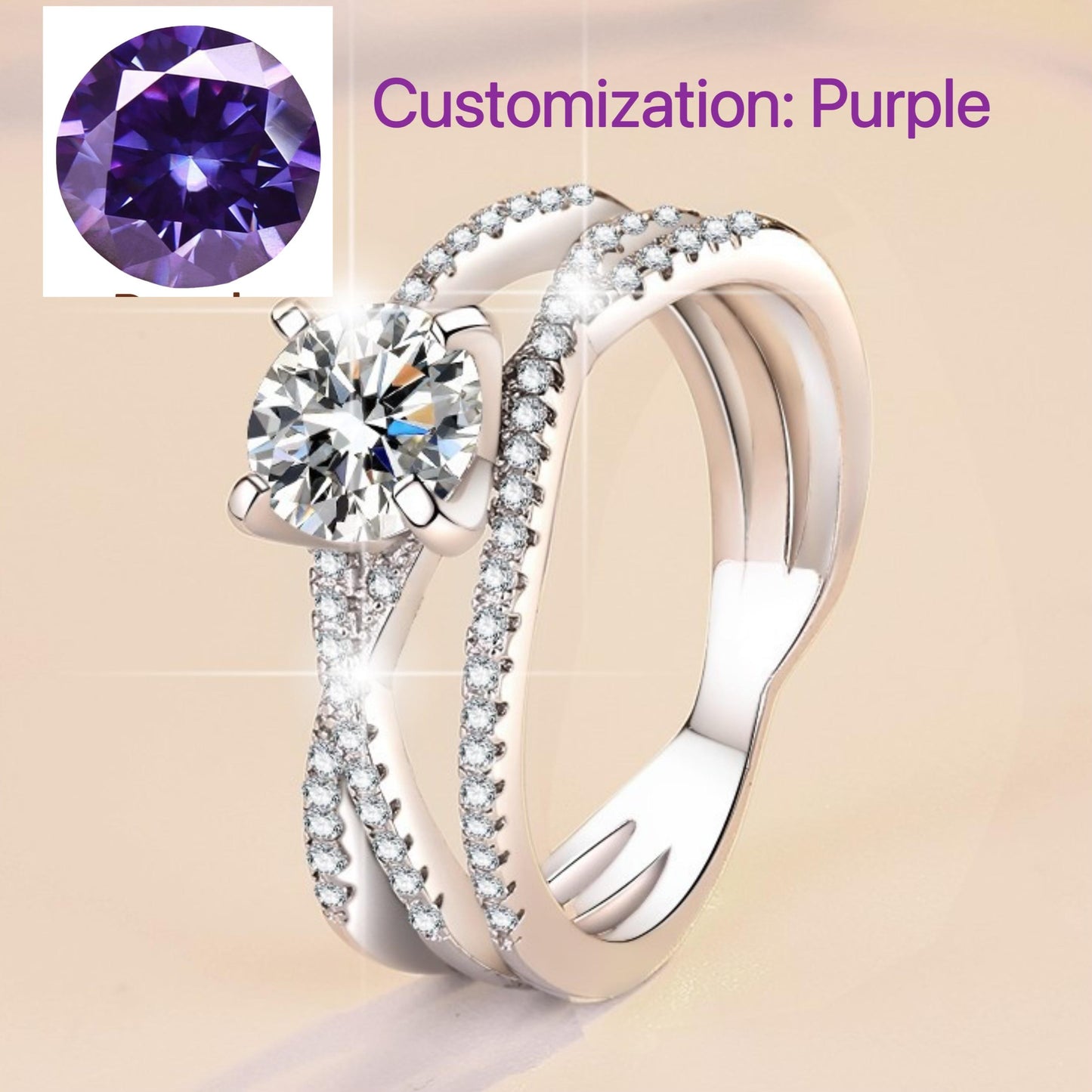 NO.114 S925 Sterling Silver Eternal Love Ring Synthetic Moissanite Ring fashion jewelry accessory woman girl promise ring Springtok