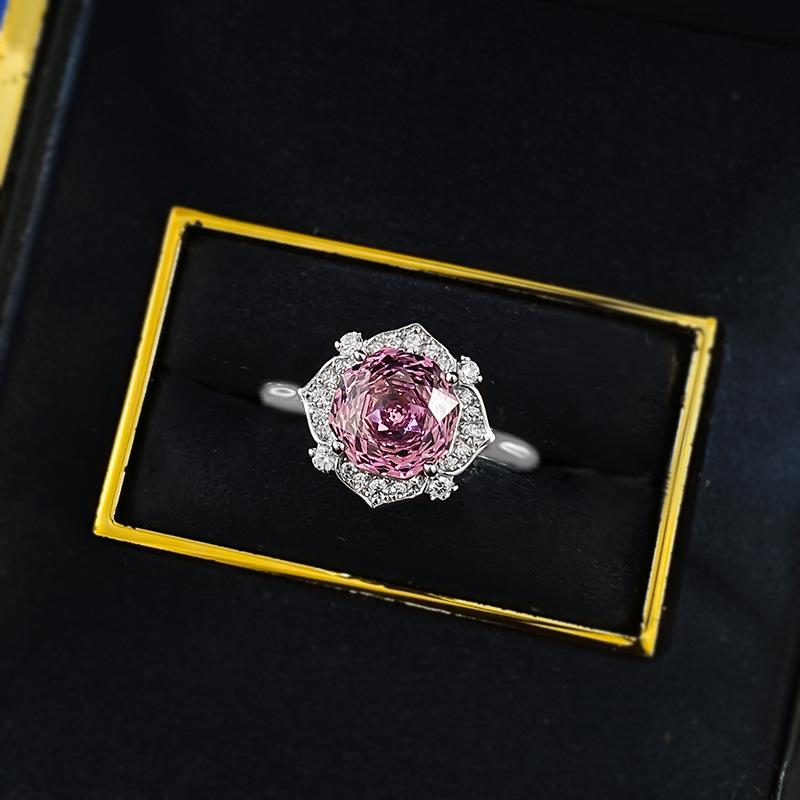NO.232 S925 sterling silver rose cut high carbon ring 8*8mm 6A cubic zirconia ring fashion jewelry accessory woman girl promise ring Springtok
