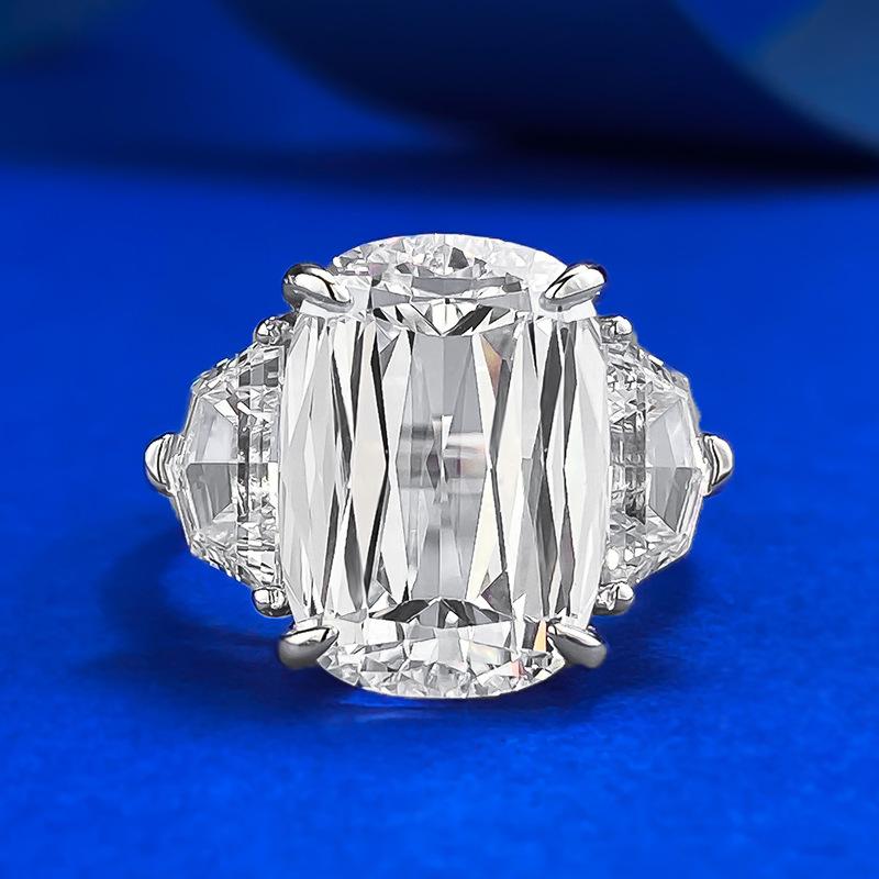 NO.048 S925 Silver Fat Square Prism Cut Ring 10 * 14mm 8A Cubic Zirconia Ring fashion jewelry accessory woman girl promise ring Springtok