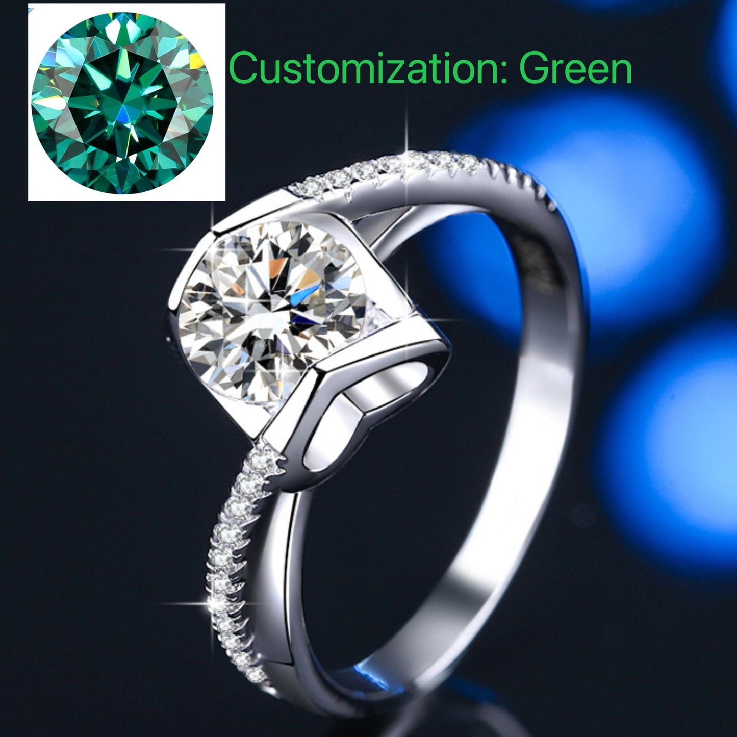 NO.120 S925 Sterling Silver Angel Kiss Ring Synthetic Moissanite Ring fashion jewelry accessory woman girl promise ring Springtok