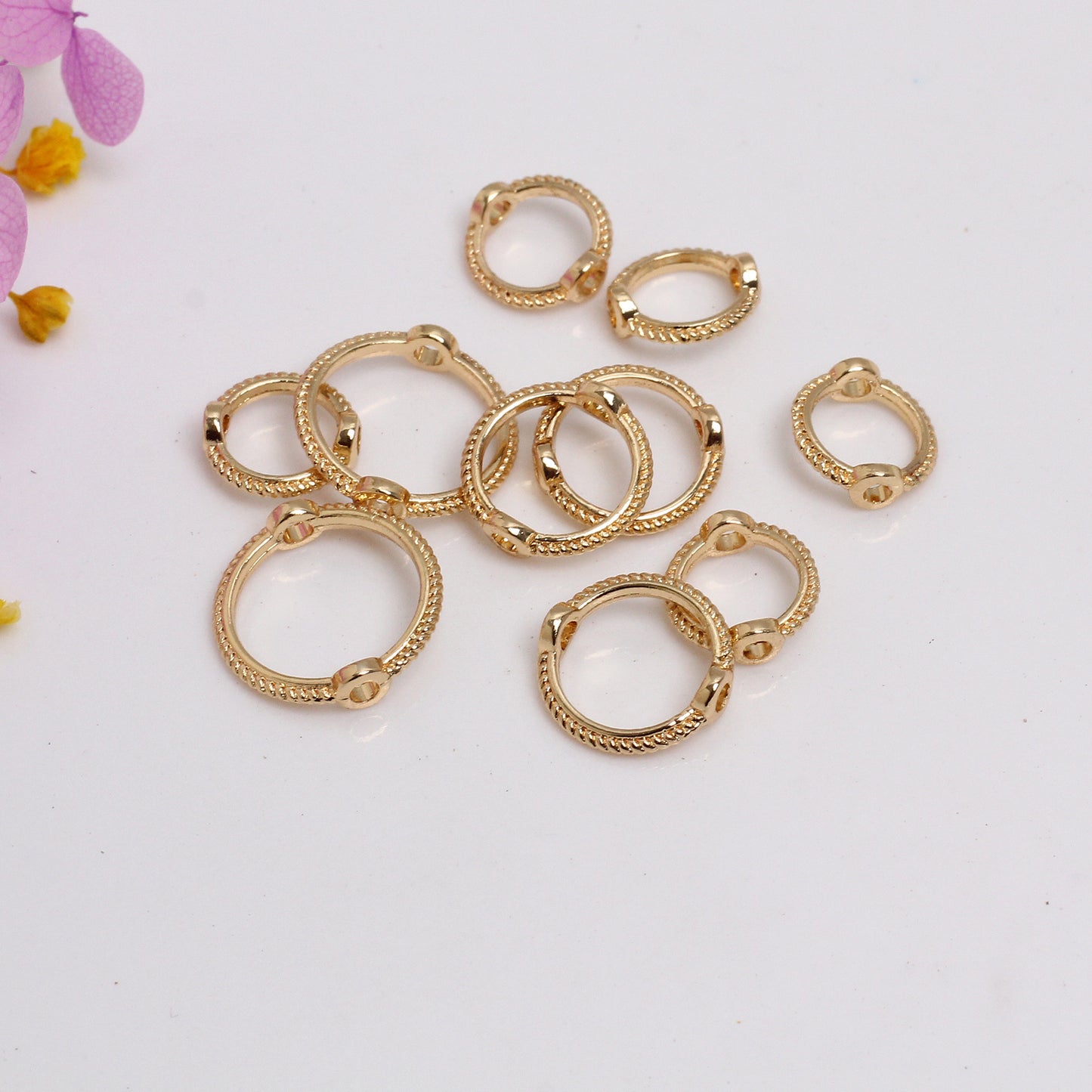 Alloy Ring Throughed The Bead For Jewelry DIY, Covered By 14/18K Real Gold Or Silver