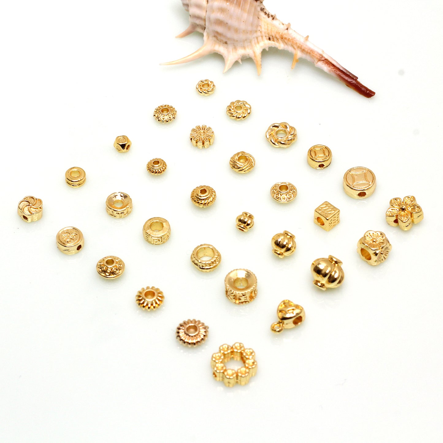 Round Receptacle Alloy Septum Beads For Jewelry DIY，100 pcs, Covered by 14/18K Real Gold Or Silver