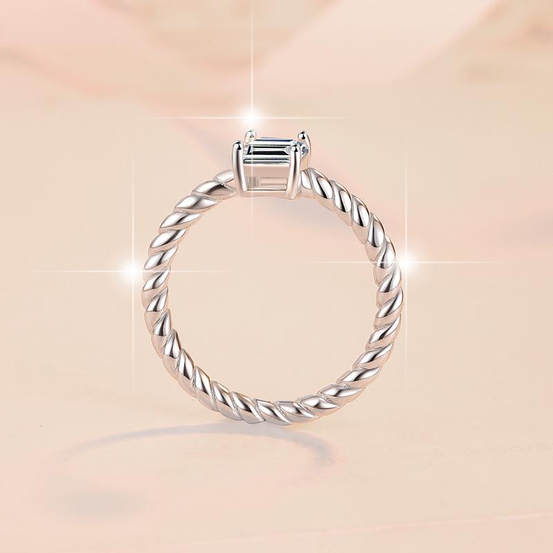 S925 Sterling Silver Vine Grandma cut Ring Synthetic Moissanite Ring 1Carat 5*7mm-241(35%)