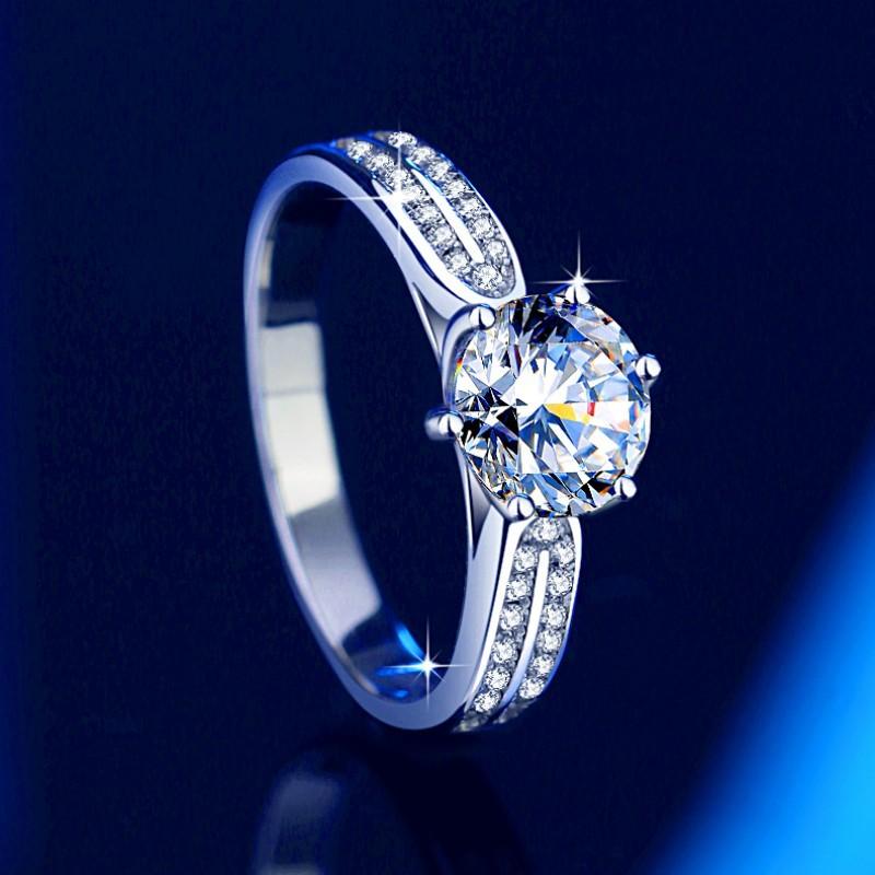 NO.115 S925 Sterling Silver Star Queen Ring Synthetic Moissanite Ring fashion jewelry accessory woman girl promise ring Springtok
