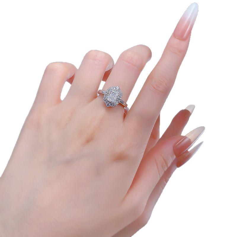 S925 Sterling Silver Ice Flower Cut Square 5*7mm 6A Cubic Zirconia Ring-433(25%)