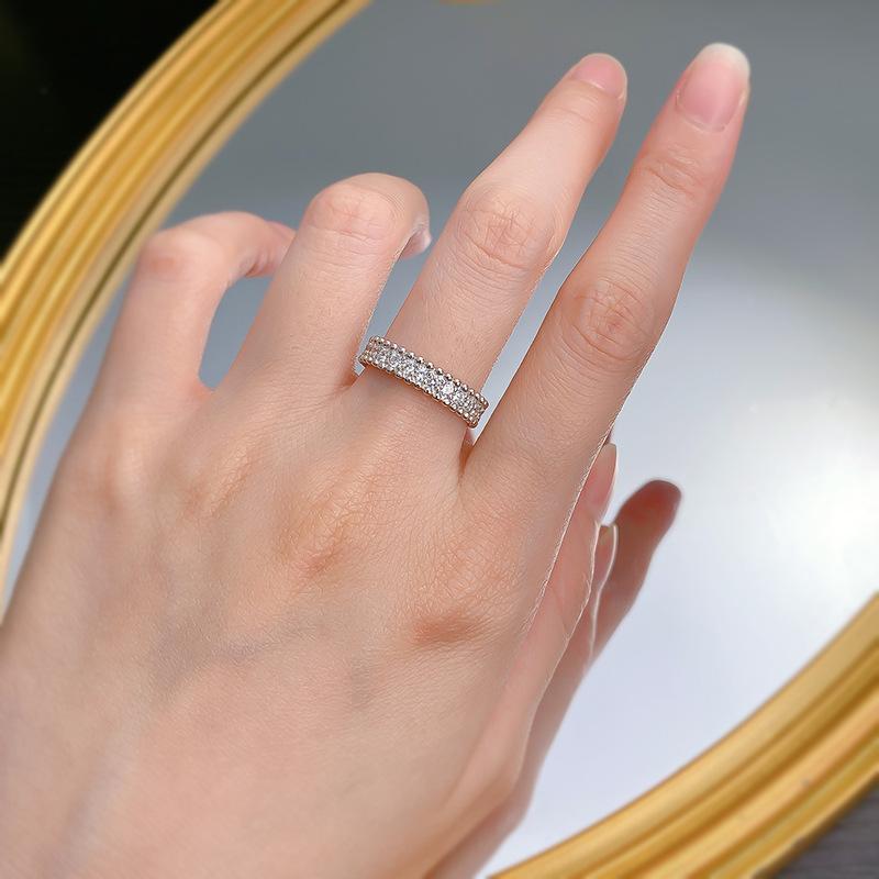 NO.097 S925 Sterling Silver Single Row Starry Ring 6A Cubic Zirconia Ring Daily Wear fashion jewelry accessory woman girl promise ring Springtok