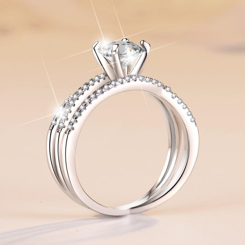 76. S925 Sterling Silver Eternal Love Ring Synthetic Moissanite Ring