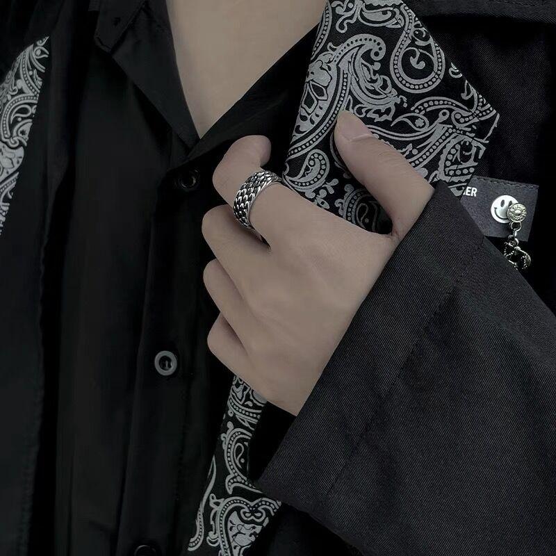 S925 Sterling Silver Dragon Scale Ring Men's retro - 548(45%)