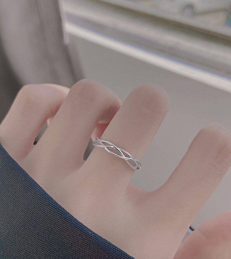S925 Sterling Silver Plain Circle Geometric Line Winding Ring Female-538(45%)