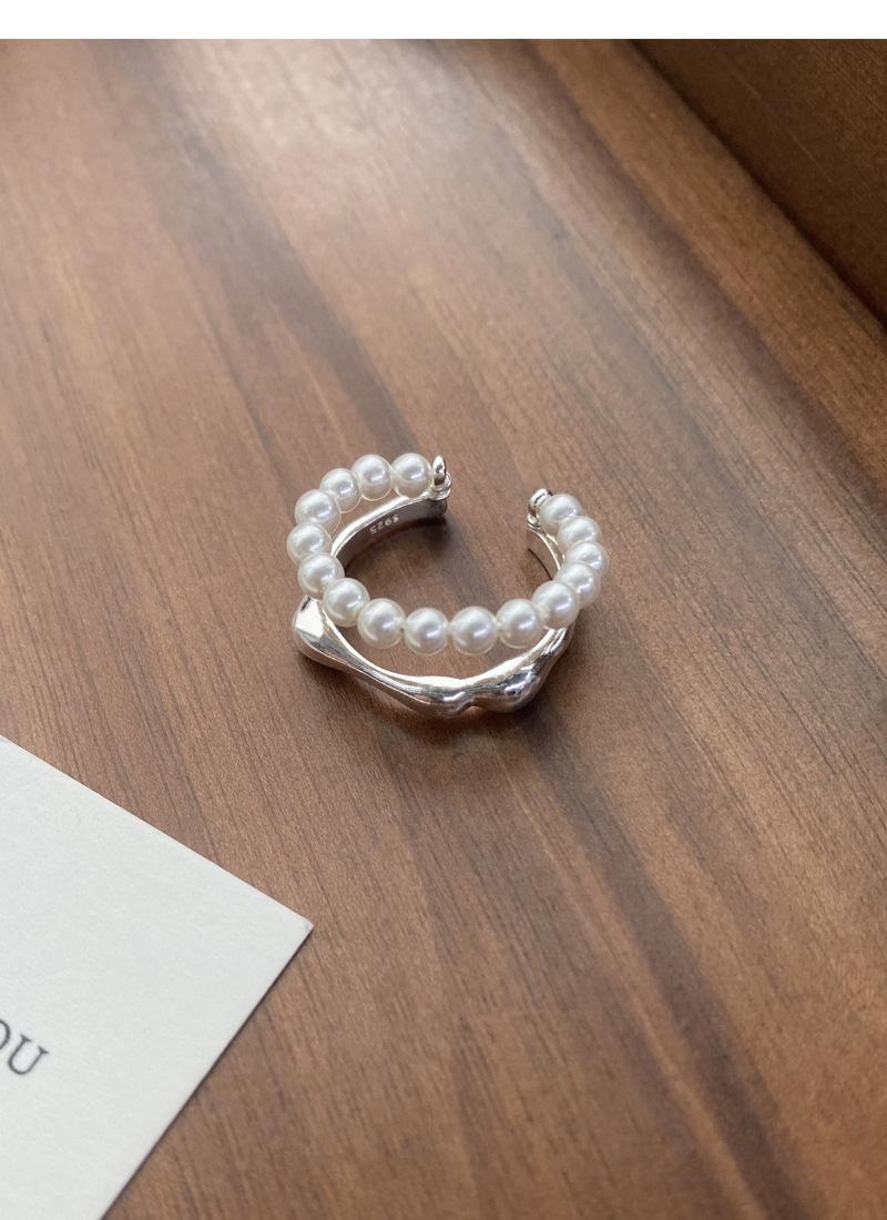 S925 Sterling Silver Double-Layer Pearl Ring for Women Switchable Index Finger Ring-512(45%)