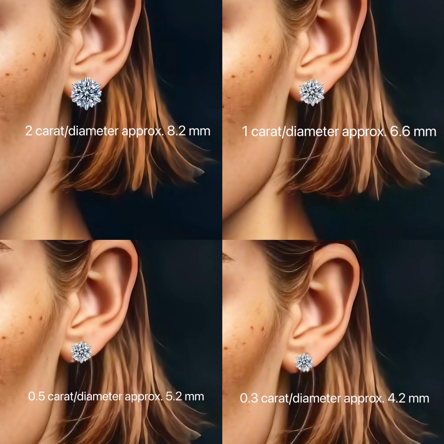 6. S925 Sterling Silver High Grade Synthetic Moissanite Snowflake Ear Stud/Certified Synthetic Moissanite/High Grade Of E Cut VVS1 Clarity D Color