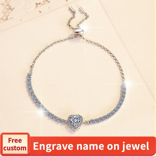 S925 Sterling Silver  Heart-Shaped Starry Sky Bracelet Synthetic Moissanite Bracelet-315(35%)