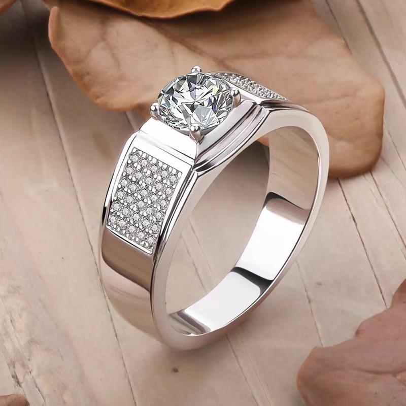 NO.158 Synthetic Moissanite Sterling Silver Little Starry Ring Couple Ring fashion jewelry accessory promise ring Springtok Men's Ring