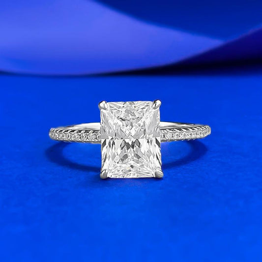 S925 Sterling Silver Rectangular 7*9mm 6A Cubic Zirconia Ring-443(25%)