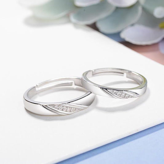 S925 Sterling Silver Simple Open Couple Ring- 498 weddingring(45%)
