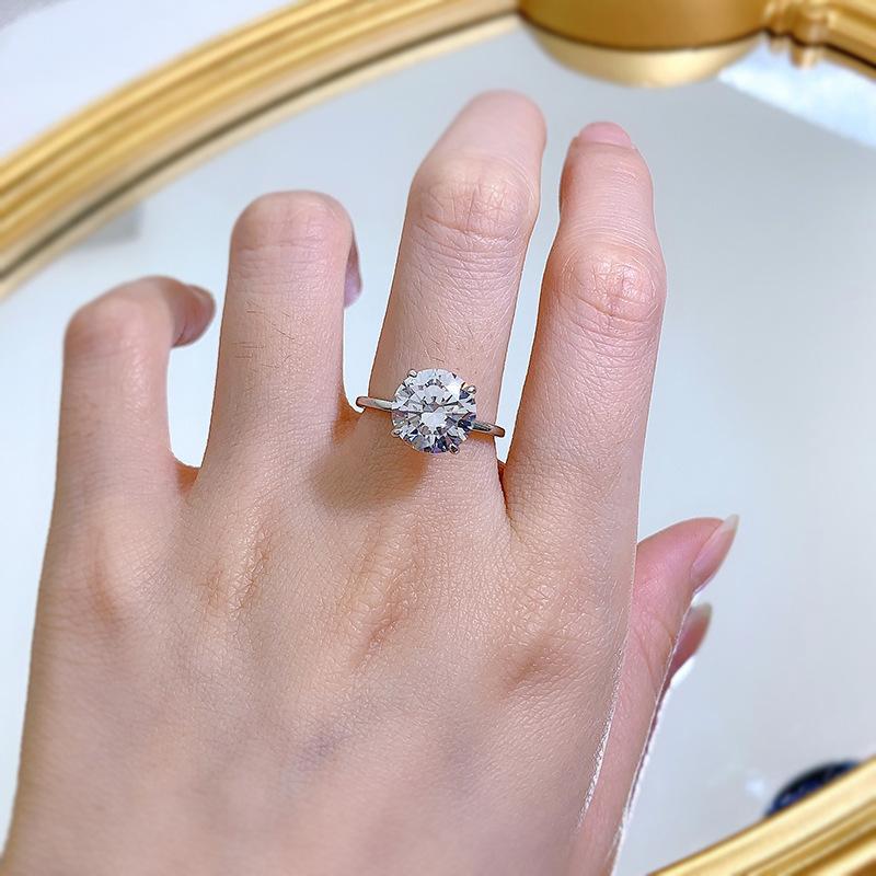 S925 Sterling Silver Oval Cut Round Ring 10mm 6A Cubic Zirconia Ring-261(35%)