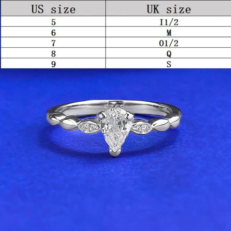 S925 Sterling Silver Mini Water Drop Ring 6A Cubic Zirconia Ring-162(35%)