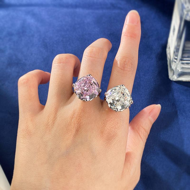 S925 Sterling Silver Radian Cut High Carbon Ring 15*15 8A Cubic Zirconia Ring fashion jewelry accessory woman girl promise ring-396(35%)