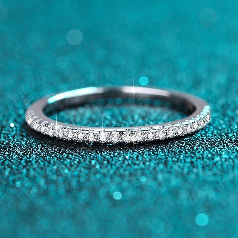 S925 Sterling Silver One-Line Band Ring Synthetic Moissanite fashion jewelry accessory woman girl promise ring-209(35%)