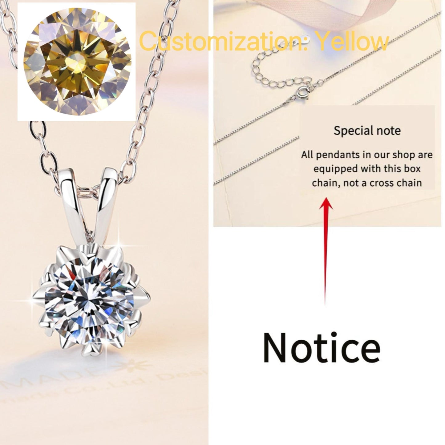 7. S925 Sterling Silver Snowflake Necklace Synthetic Moissanite Necklace