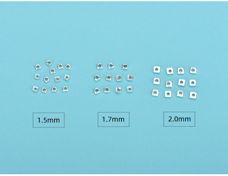 S925 Sterling Silver Square Beads for Jewelry Making（Price of 2g）