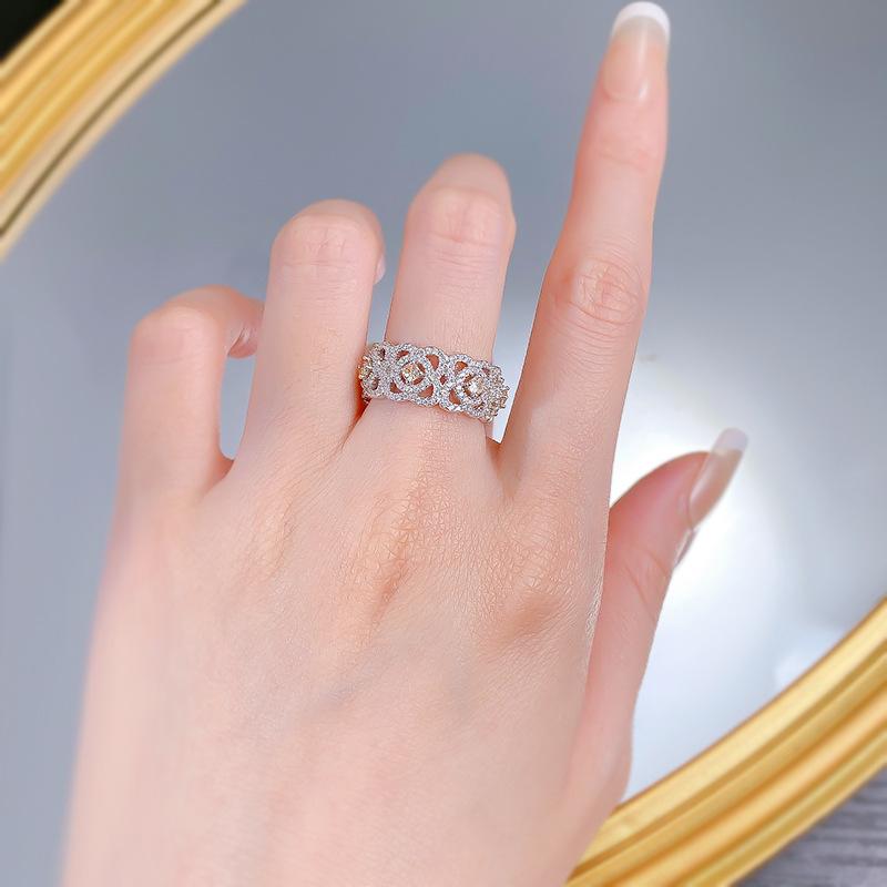 S925 Sterling Silver Wide Full Row Ring 6A Cubic Zirconia Ring fashion jewelry accessory woman girl promise ring-299(35%)