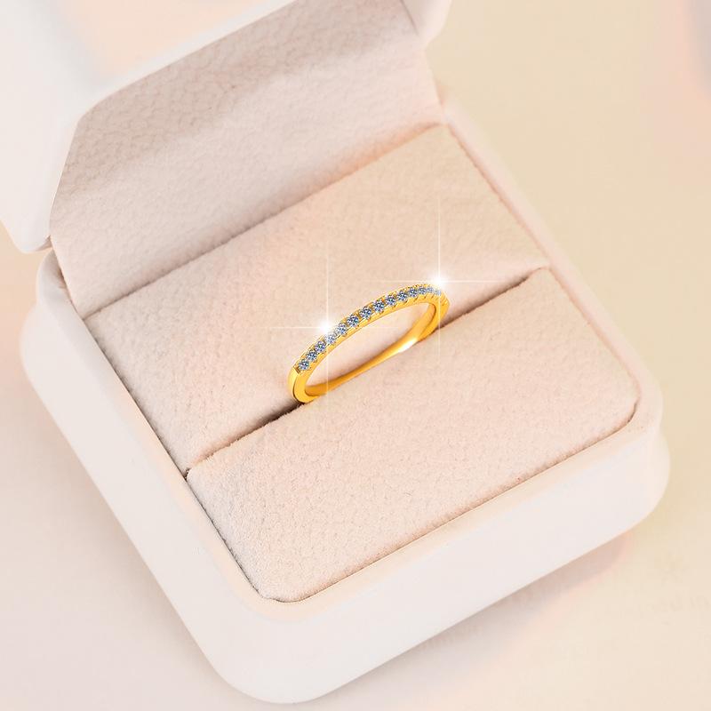 S925 Sterling Silver One-word Row Band Ring Synthetic Moissanite Ring-566(35%)