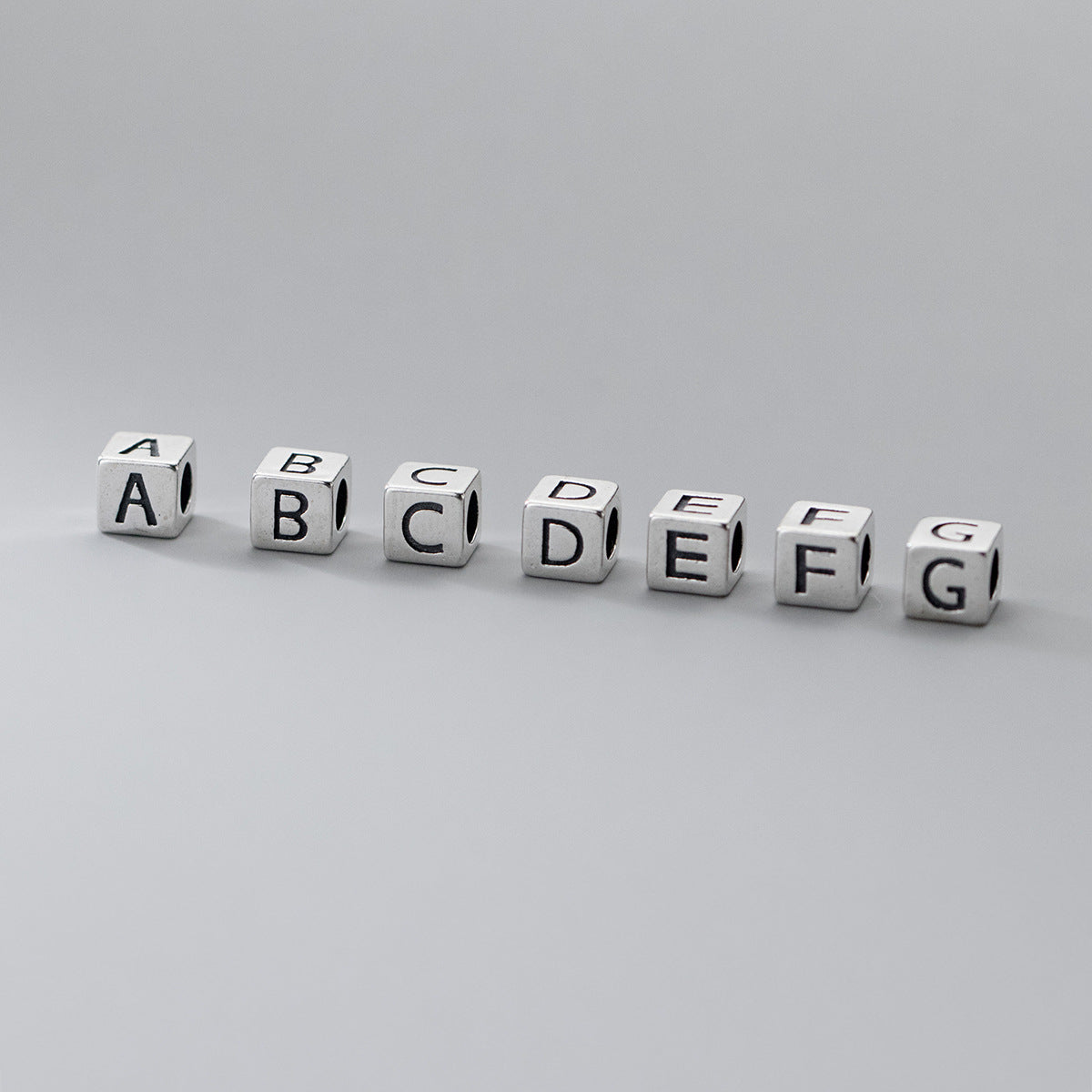 S925 Sterling Silver Retro Matte 26 English Alphabet Letters Geometric Spacer Beads Handmade DIY Bracelet Material Scattered Beads