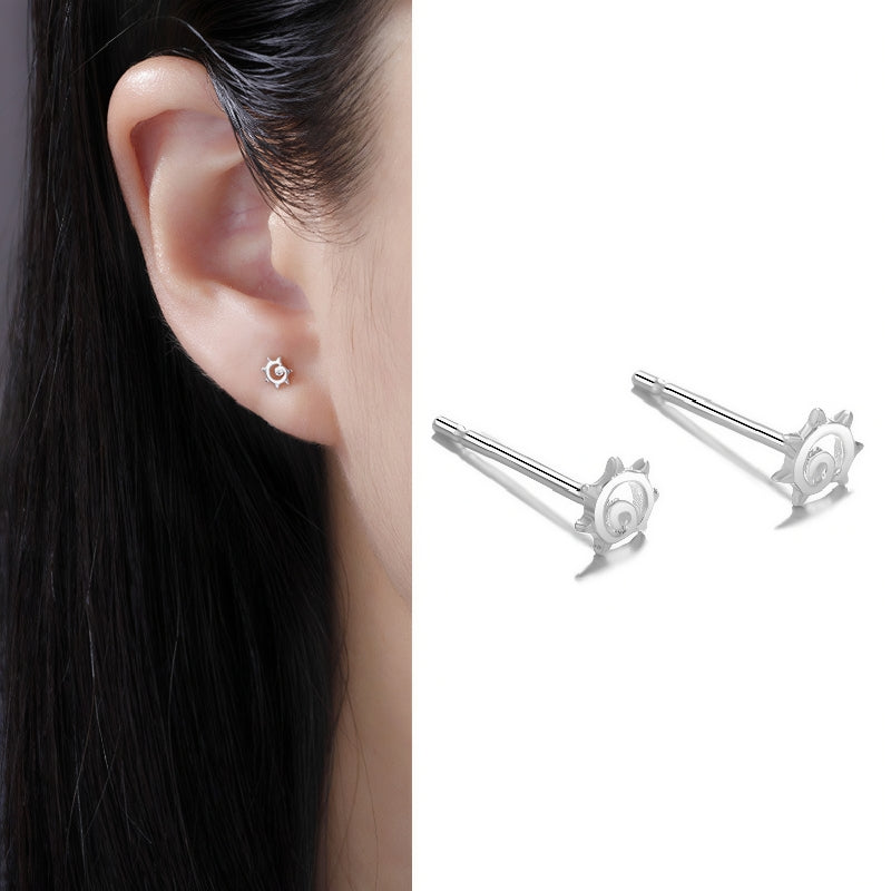 S999 Full Silver Ear Stud, Nourishing Ear Piercing, Prevent Allergies(A pair)