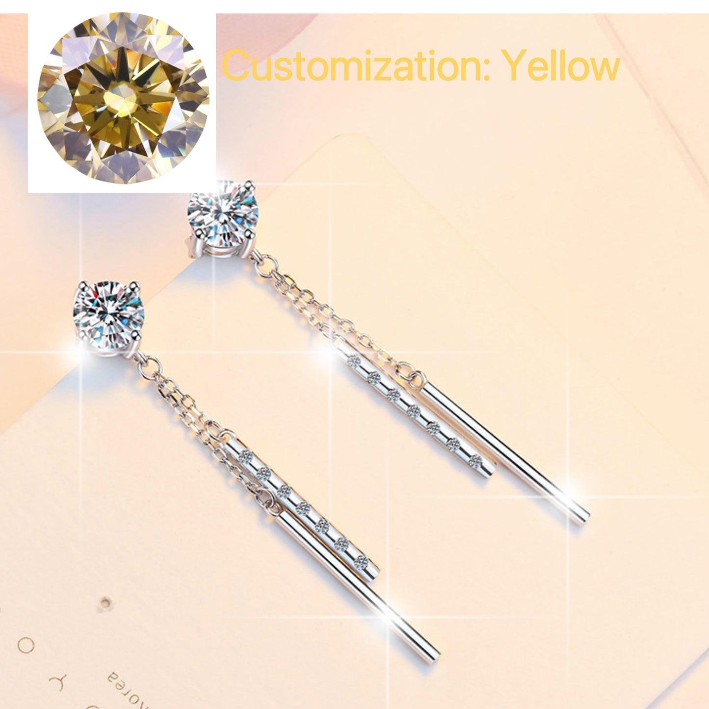 S925 Sterling Silver Long Tassel Stud Earrings Synthetic Moissanite Stud Earrings Daily Life Earrings-643(35%)