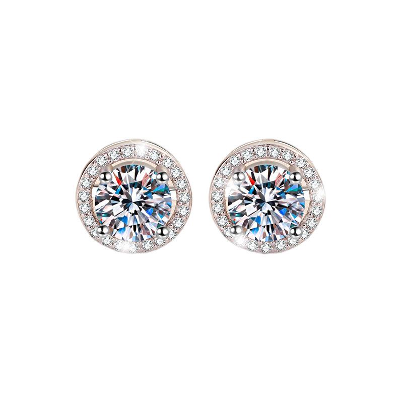 S925 Sterling Silver High Grade Certified Synthetic Moissanite Stud Earrings /Round Wrap Style/ D Color E Cut VVS1 Clarity valentine gift elegant ear stud minimalist new style(35%)-604