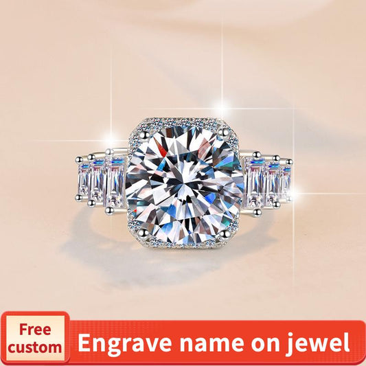 8A Cubic Zirconia Ring S925 sterling silver big round 5 carat synthetic ring fashion jewelry accessory woman girl promise ring-243(35%)