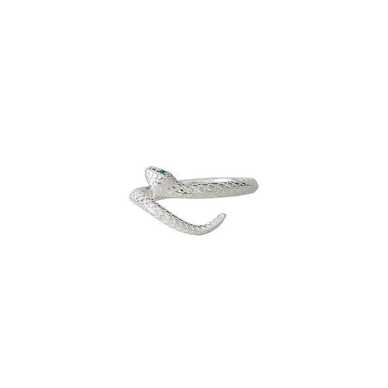 S925 Sterling Silver Personality Little Snake Adjustable Open Finger Ring for Women-633(45%)