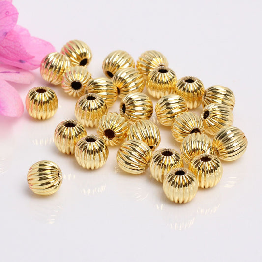 Pumpkin Shaped Copper Beads For Jewelry DIY，Covered by 14/18K Real Gold