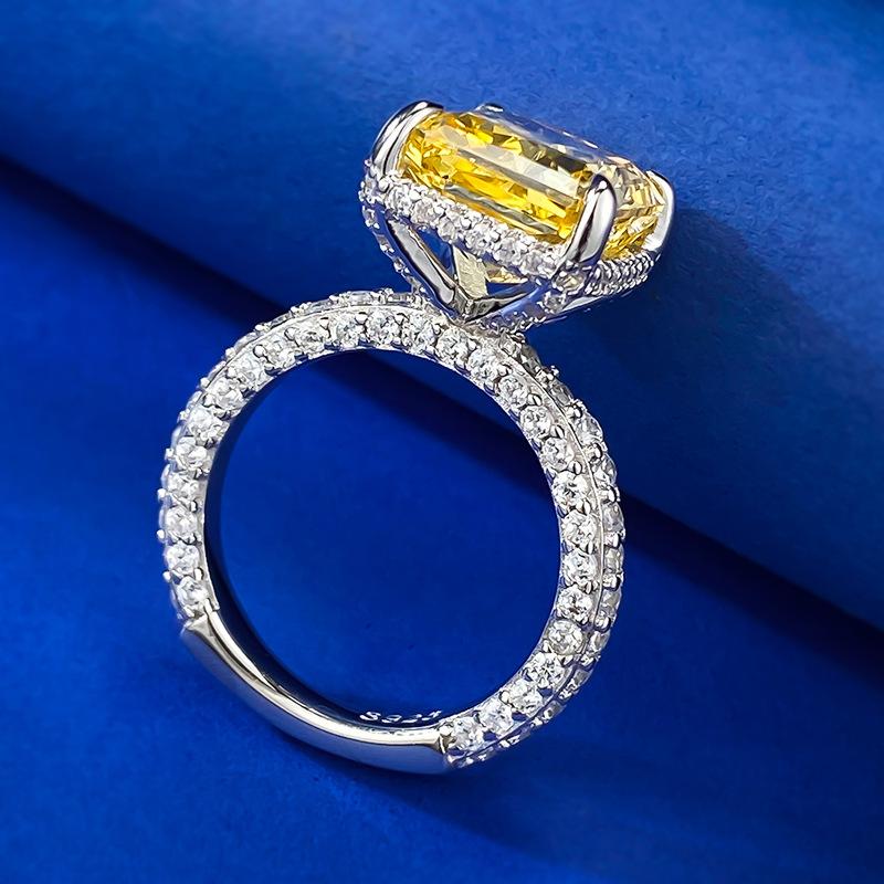 S925 Sterling Silver Ice Flower Cut High Carbon Ring 10*12 8A Cubic Zirconia Ring fashion jewelry accessory woman girl promise ring-227(35%)