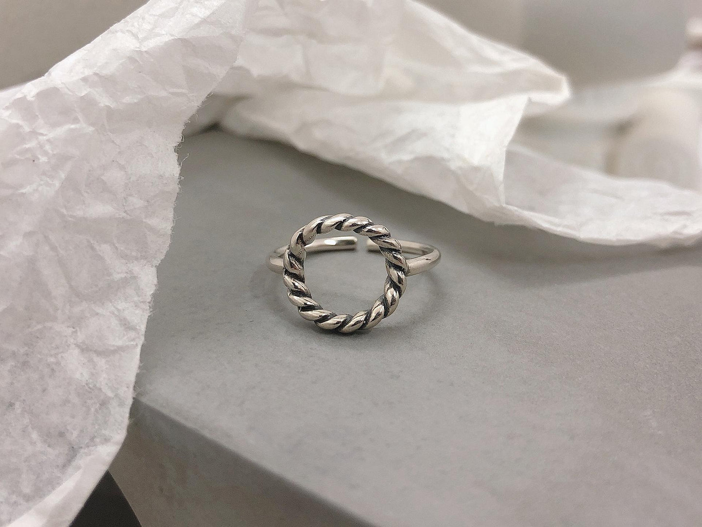 S925 Sterling Silver Round Twist Open for Women Ring-530(45%)