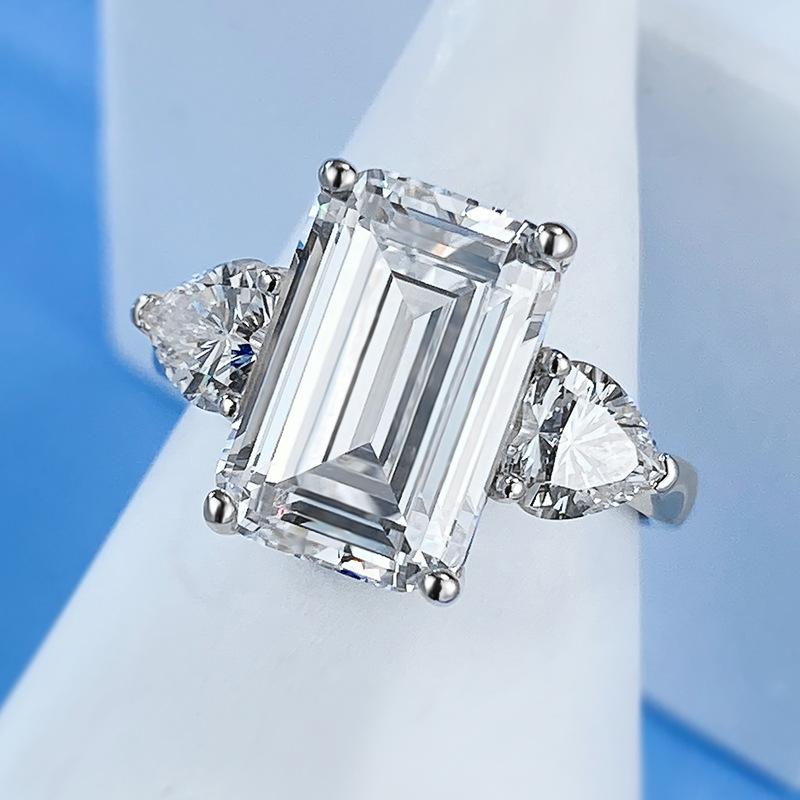 S925 Sterling Silver Grandma Cut Rock Sugar Ring 12*8mm 8A Cubic Zirconia Ring 5Carat-233(35%)