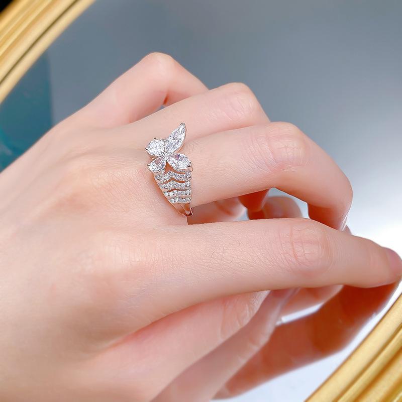 S925 Silver Horse Eye Cut Phantom Butterfly Ring 6A Cubic Zirconia Ring fashion jewelry accessory woman girl promise ring -269(35%)