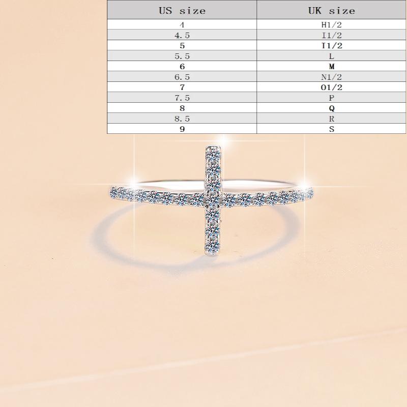925 Sterling Silver Cross Band Ring Synthetic Moissanite Ring fashion jewelry accessory woman girl promise ring-165(35%)