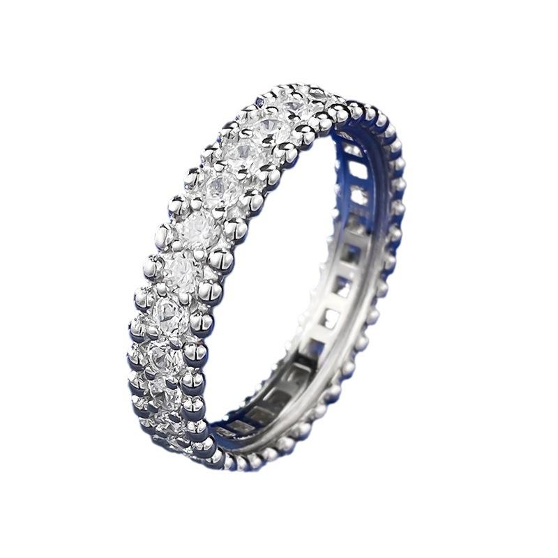 NO.097 S925 Sterling Silver Single Row Starry Ring 6A Cubic Zirconia Ring Daily Wear fashion jewelry accessory woman girl promise ring Springtok