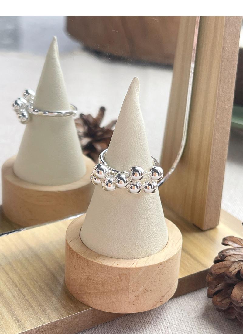 S925 Sterling Silver Simple Grape Cluster Ring for Women with Round Beads - 533(45%)