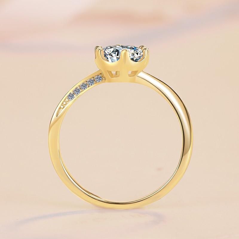 S925 Sterling Silver Snowflake Shaped Ring Synthetic Moissanite Ring-166(35%)