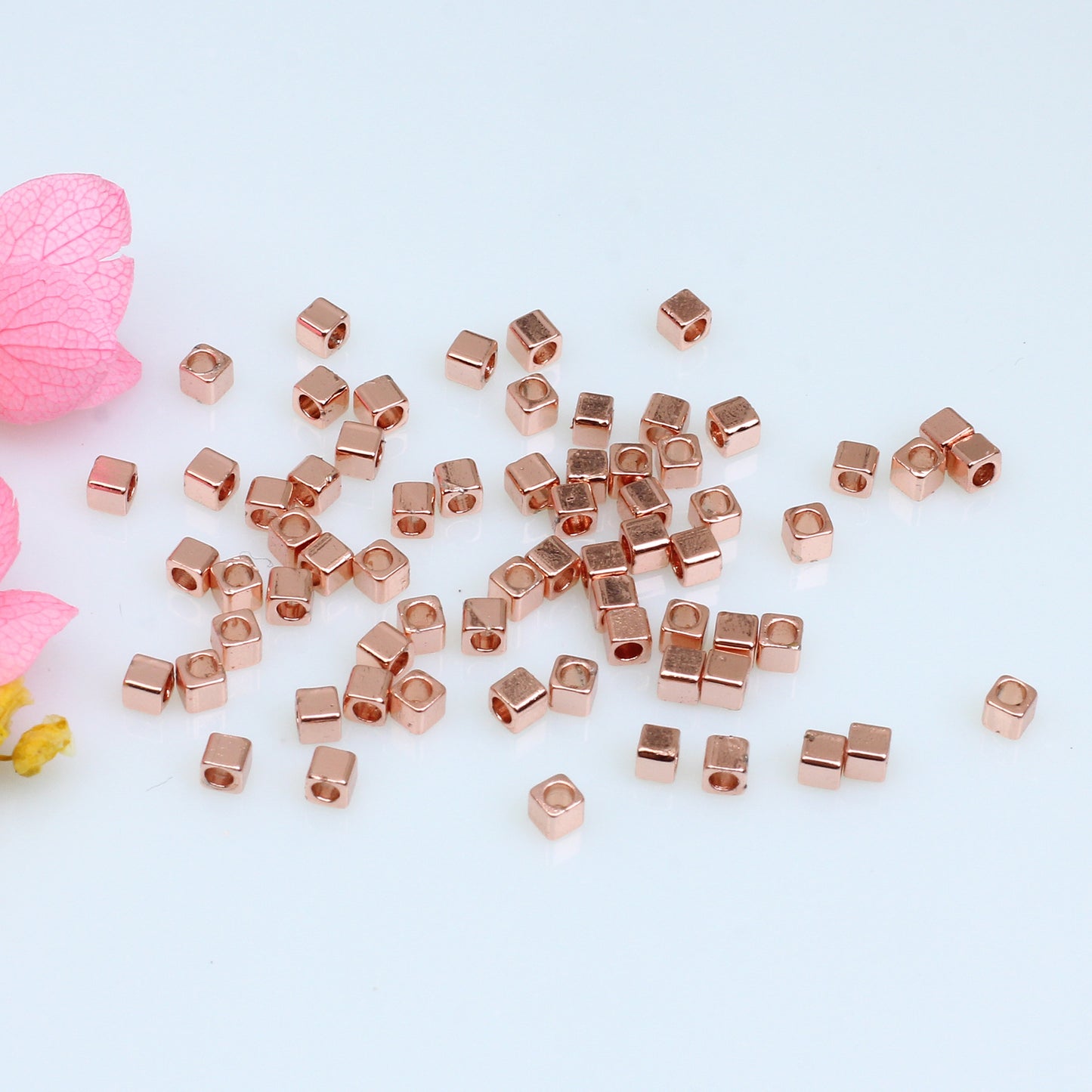 Cube Copper Beads For Jewelry DIY，Covered By 14/18K Real Gold Or Silver