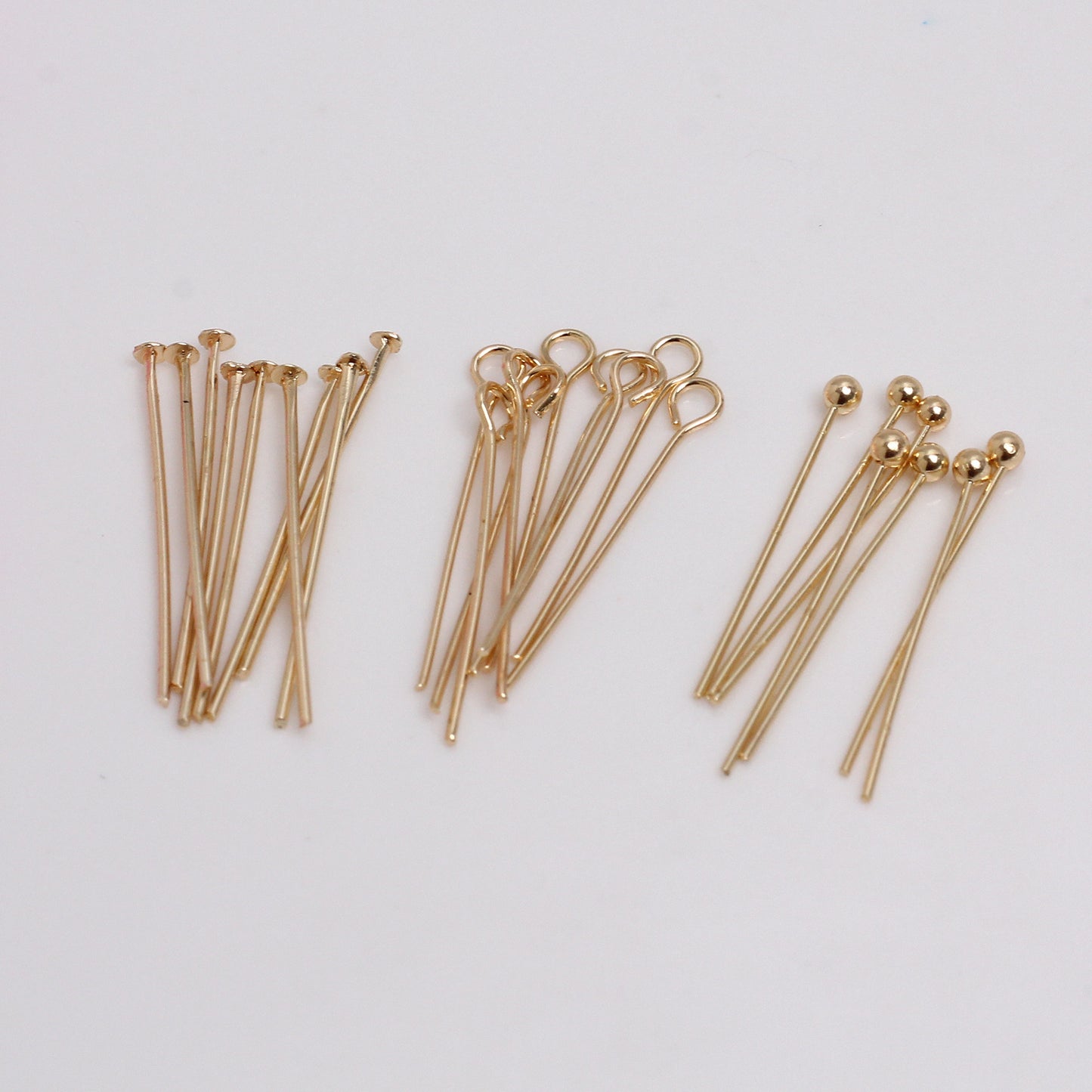 Copper 9-shaped needle/T-shaped needle/Ball-pointed needle, 10 pcs, For Jewelry DIY, Covered By 14/18K Real Gold Or Silver