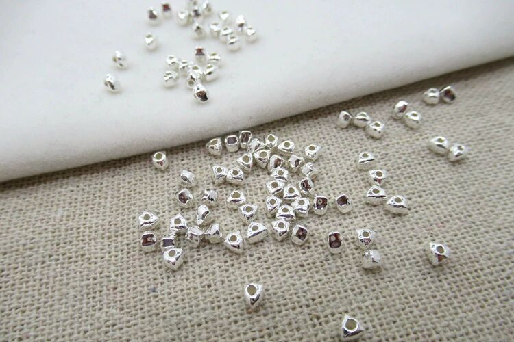 S925 Sterling Silver Triangle Bead for Jewelry Making(Style 1/Price of 2pcs)