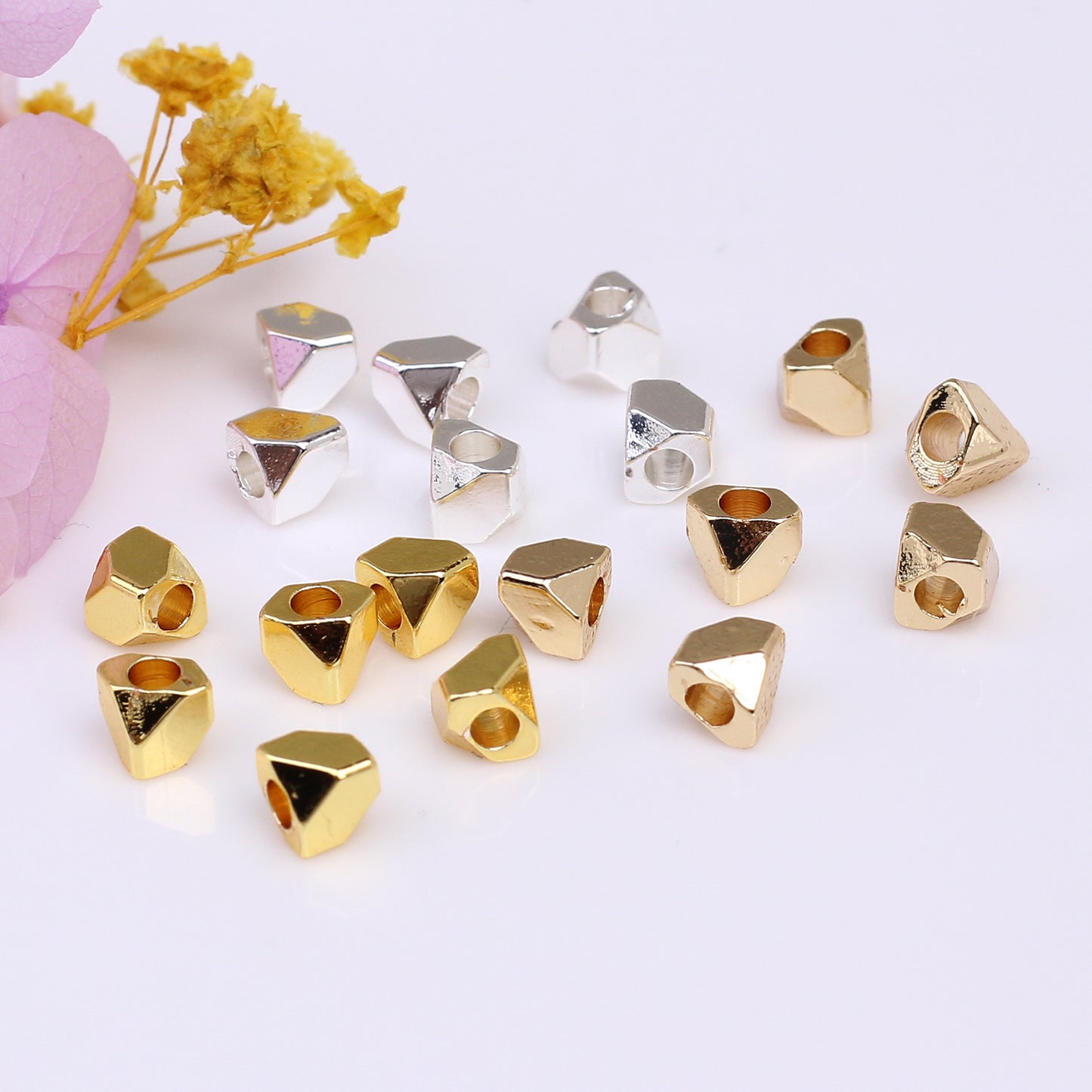 Irregular Shaped Copper Beads  For Jewelry DIY，Covered by 14/18K Real Gold Or Silver